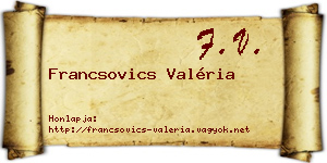 Francsovics Valéria névjegykártya