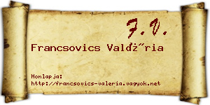 Francsovics Valéria névjegykártya